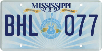 MS license plate BHL077