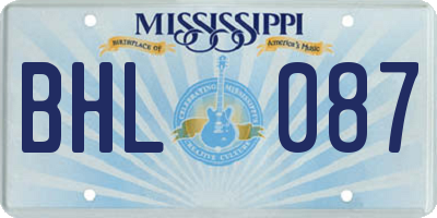 MS license plate BHL087