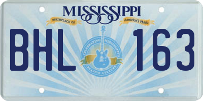 MS license plate BHL163
