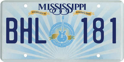 MS license plate BHL181
