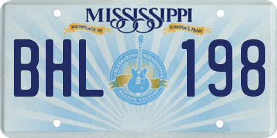 MS license plate BHL198