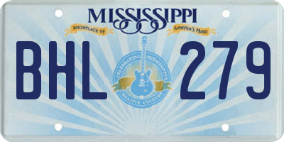 MS license plate BHL279