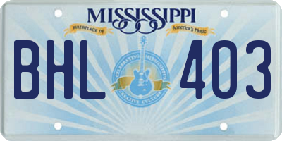 MS license plate BHL403
