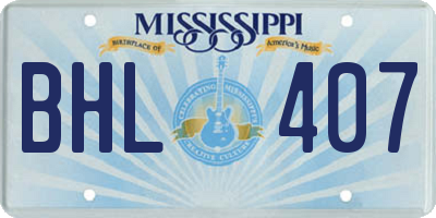 MS license plate BHL407