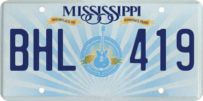 MS license plate BHL419