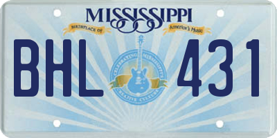 MS license plate BHL431