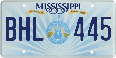 MS license plate BHL445