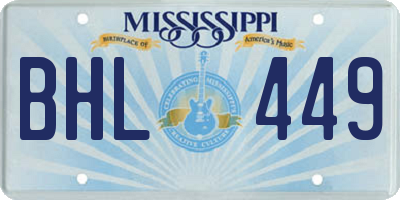 MS license plate BHL449