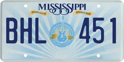 MS license plate BHL451