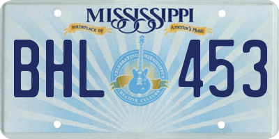 MS license plate BHL453