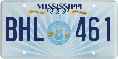 MS license plate BHL461
