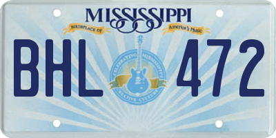MS license plate BHL472