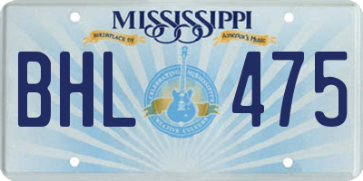 MS license plate BHL475