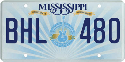 MS license plate BHL480