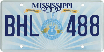 MS license plate BHL488