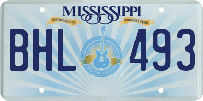 MS license plate BHL493