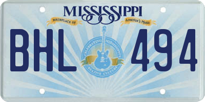 MS license plate BHL494