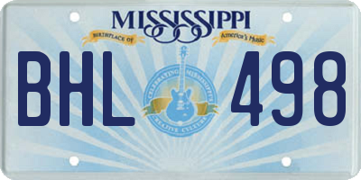 MS license plate BHL498