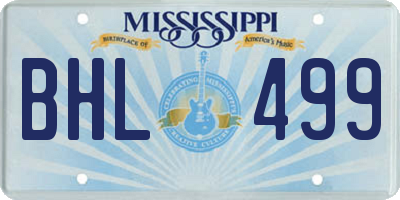 MS license plate BHL499