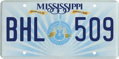 MS license plate BHL509