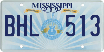MS license plate BHL513