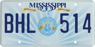 MS license plate BHL514