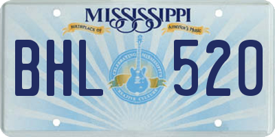 MS license plate BHL520