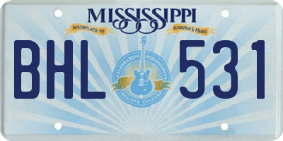 MS license plate BHL531