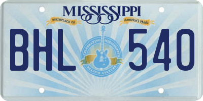 MS license plate BHL540