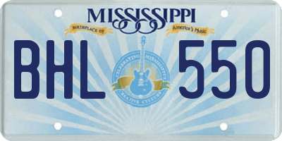 MS license plate BHL550