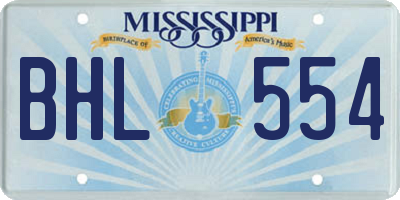 MS license plate BHL554
