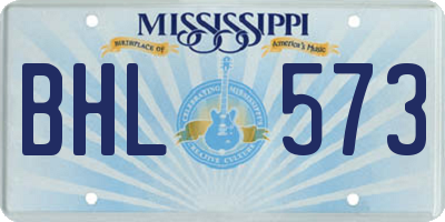 MS license plate BHL573