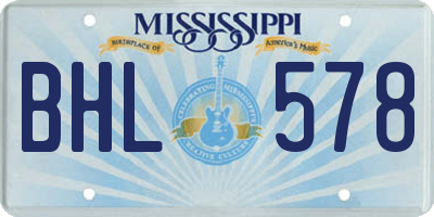 MS license plate BHL578
