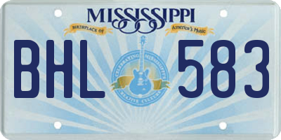 MS license plate BHL583