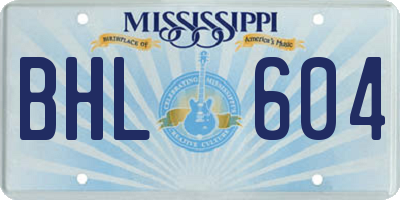 MS license plate BHL604