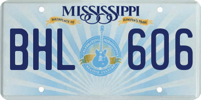 MS license plate BHL606