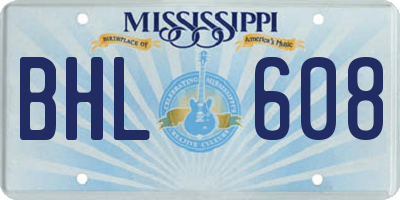 MS license plate BHL608