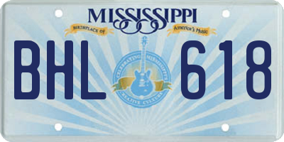 MS license plate BHL618