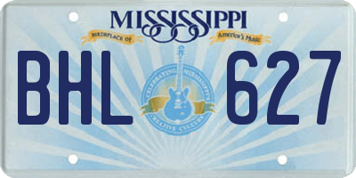 MS license plate BHL627