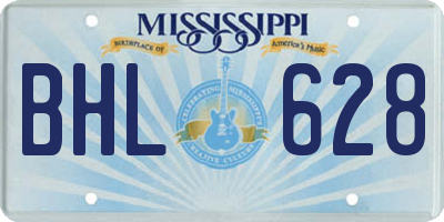 MS license plate BHL628