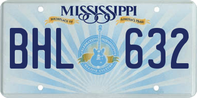 MS license plate BHL632