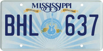 MS license plate BHL637