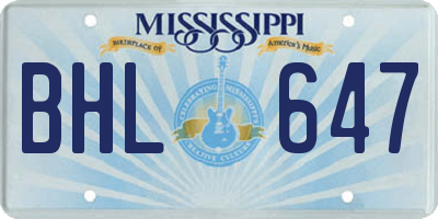 MS license plate BHL647