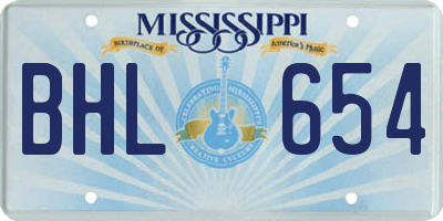 MS license plate BHL654