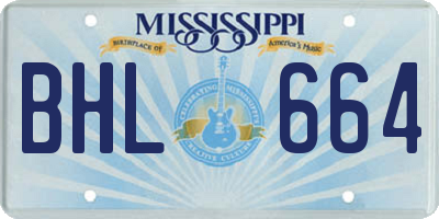 MS license plate BHL664