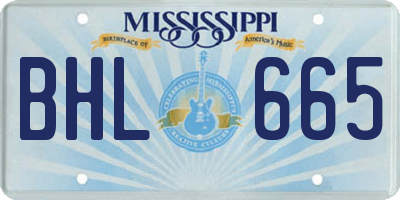 MS license plate BHL665