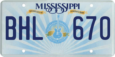MS license plate BHL670