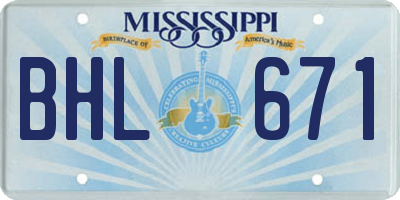 MS license plate BHL671