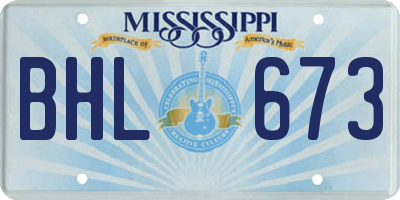 MS license plate BHL673