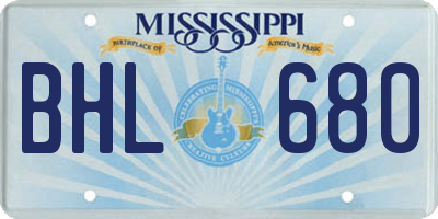 MS license plate BHL680